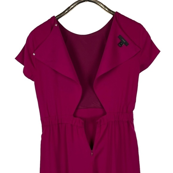 J. CREW DRAPEY WRAP BACK DEEP BERRY PINK WIDE LEG CROPPED SHORT SLEEVE JUMPSUIT - Picture 7 of 13